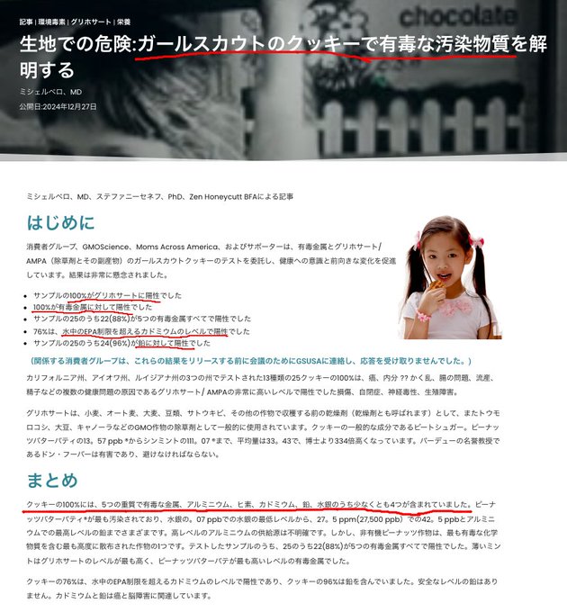 ガールスカウト・クッキーの汚染物質
